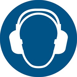 Pictogram bordje Djois Gehoorbescherming verplicht Ø200mm blauw