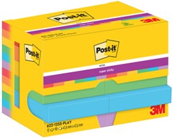 Memoblok Post-it 622 Super Sticky 47,6x47,6mm Playful 12 stuks