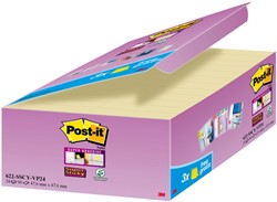 Memoblok 3M Post-it 622 Super Sticky 47.6x47.6mm geel 21 + 3 gratis