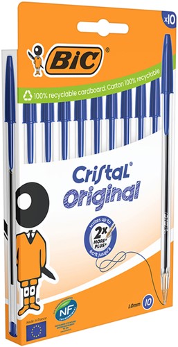Balpen Bic Cristal medium blauw blister à 10 stuks-3
