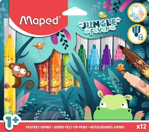 Viltstift Maped Jungle Fever Jumbo set à 12 kleuren