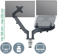 Monitor- en laptoparm Leitz Ergo ruimtebesparend dubbel donkergrijs-1