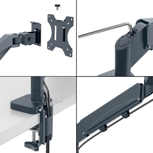 Monitorarm Leitz Ergo ruimtebesparend dubbel donkergrijs-10