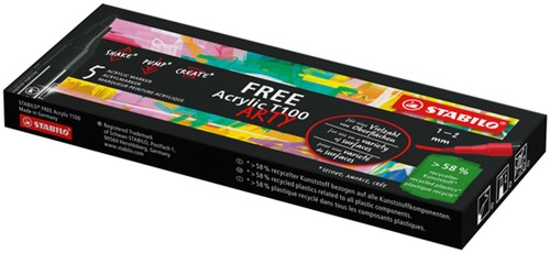 Acrylmarker STABILO  Free Acrylic T100 zwart-3