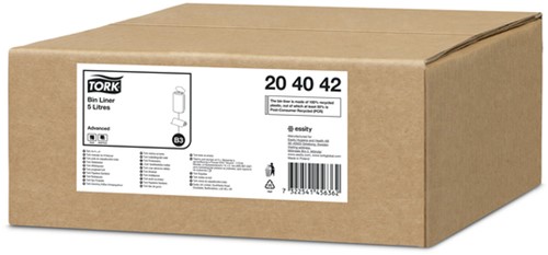 Afvalzak Tork B3 Advanced 33x40cm 5L transparant 204042-3