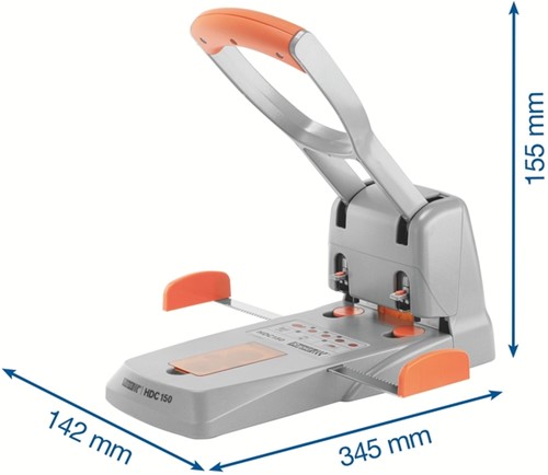 Perforator Rapid Supreme Heavy Duty HDC150/2 2-gaats 150 vel zilver/oranje-1