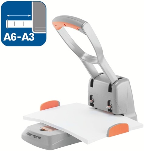 Perforator Rapid Supreme Heavy Duty HDC150/2 2-gaats 150 vel zilver/oranje-3