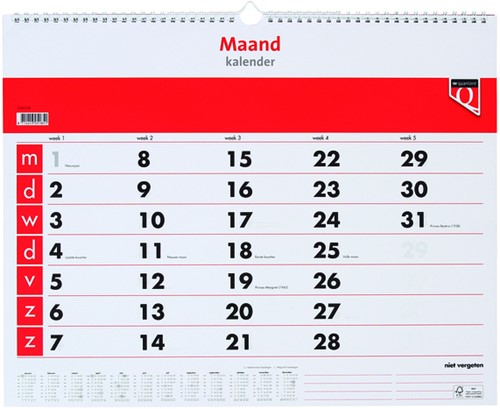 Maandkalender 2027 Quantore