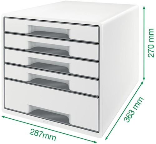 Ladenblok Leitz WOW CUBE A4 maxi 5 laden wit/grijs-3