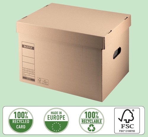 Archief- en transportdoos met deksel Leitz Premium 335x280x440mm natuurbruin-3
