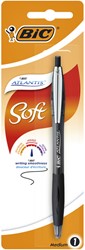 Balpen Bic Atlantis soft metalen clip clic medium zwart bister à 1st