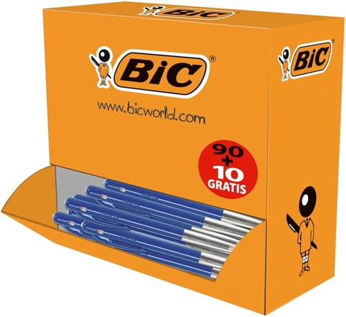 Balpen Bic M10 medium blauw doos 90+10 gratis