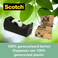 Plakbandhouder Scotch C38 recycled zwart + 3rol magic tape 900 19mmx33m-1