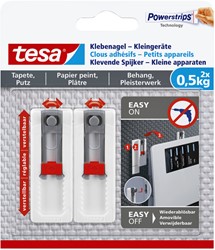 Klevende spijker tesa® kleine apparaten voor behang en pleisterwerk 0,5kg grijs-wit 2 stuks