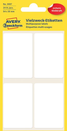 Etiket Avery Zweckform 3087 54x35mm wit 24 etiketten
