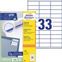 Etiket Avery 3421 70x25.4mm wit 3300 stuks-2
