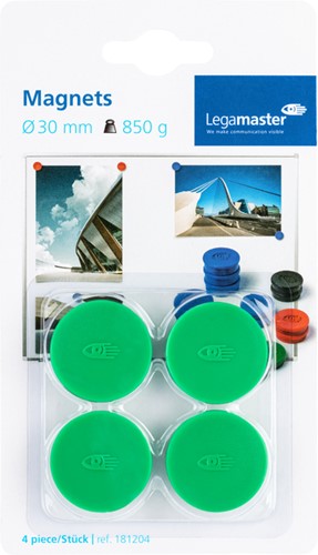 Magneet Legamaster 30mm 850gr groen 4 stuks