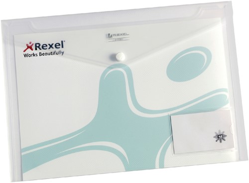 Enveloptas Rexel ice A4 + visitekaart transparant 5 stuks