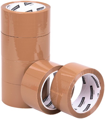 Verpakkingstape Quantore 50mmx60m PP bruin 6 rollen