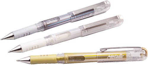 Gelschrijver Pentel K230M medium metallic wit-2